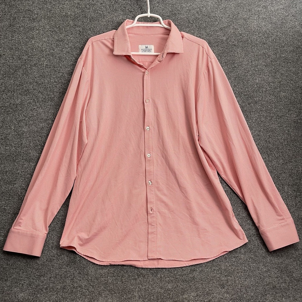 Mizzen + Main Tradition Evolved Pink Shirt Men's Sz 2XL Trim Fit Button Up